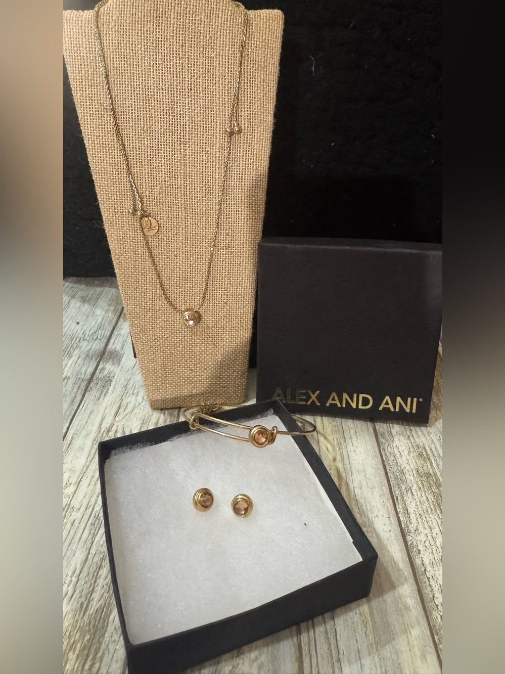 Alex and Ani Gold-Tone Necklace, Bangle & Stud Set